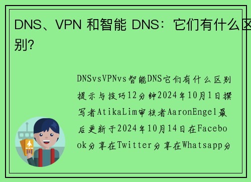 DNS、VPN 和智能 DNS：它们有什么区别？ 