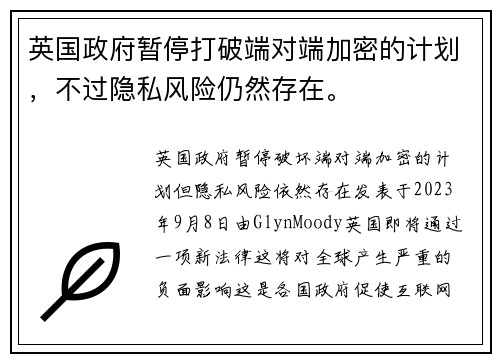 英国政府暂停打破端对端加密的计划，不过隐私风险仍然存在。